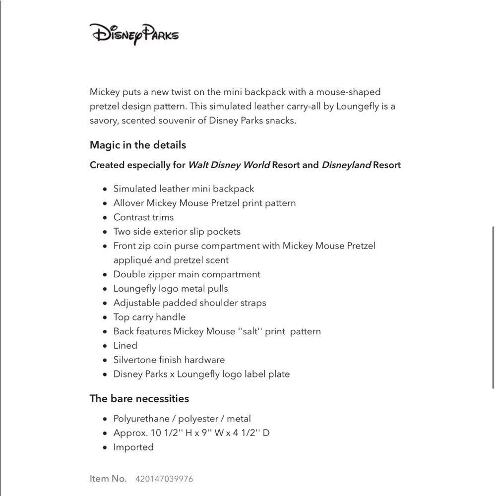 Mickey Mouse Pretzel Loungefly Backpack